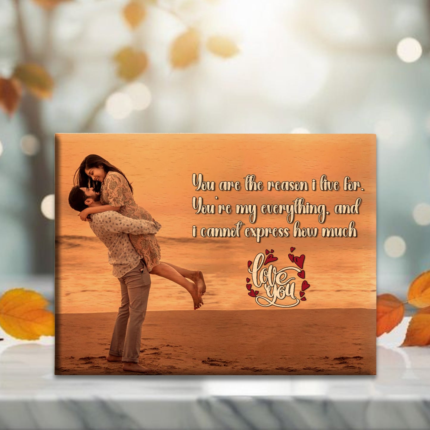 Love You Personalized Wooden Photo Print Plaque - 8x6 inches