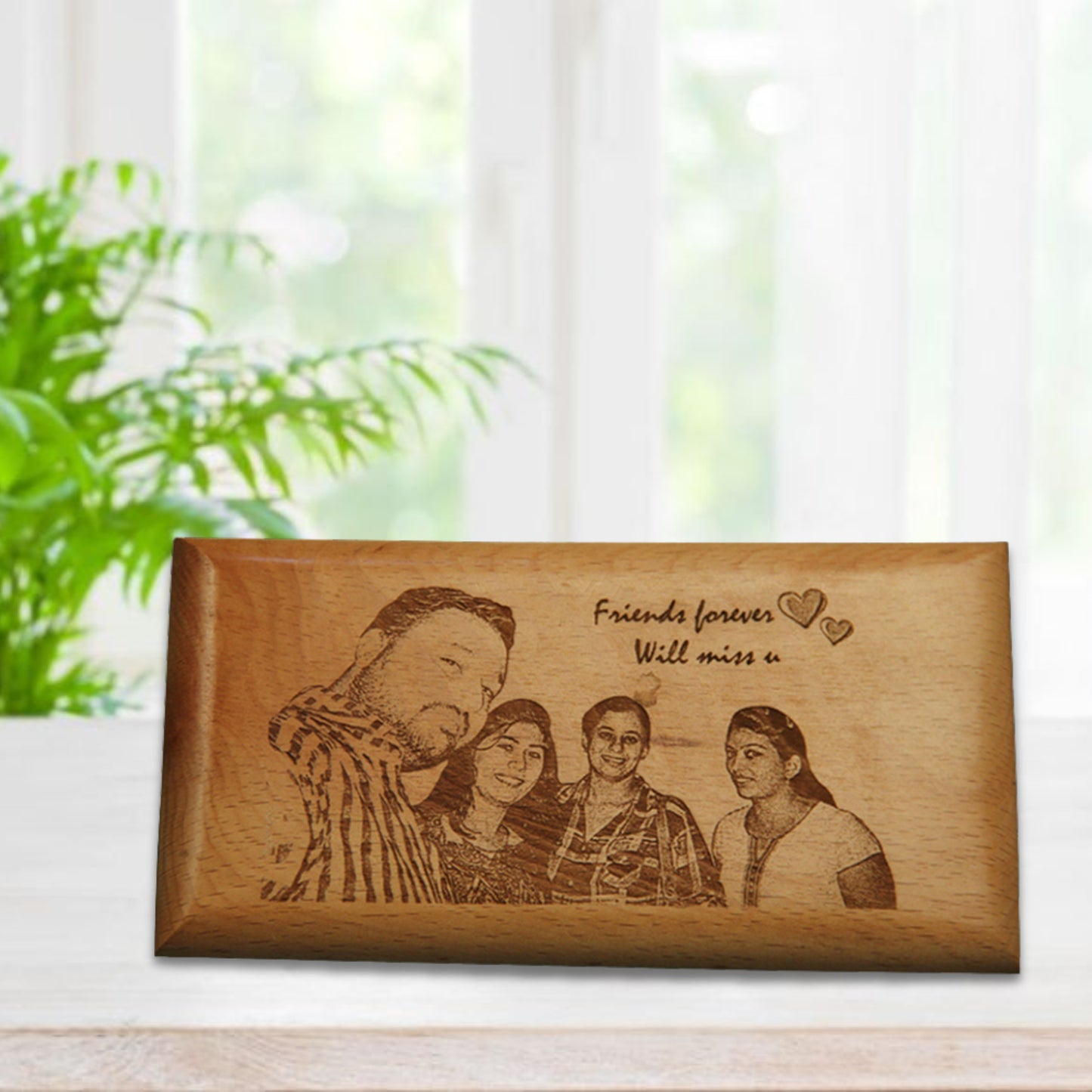 Friends Personalized Wooden Engraved Plaque - 4x7 inches