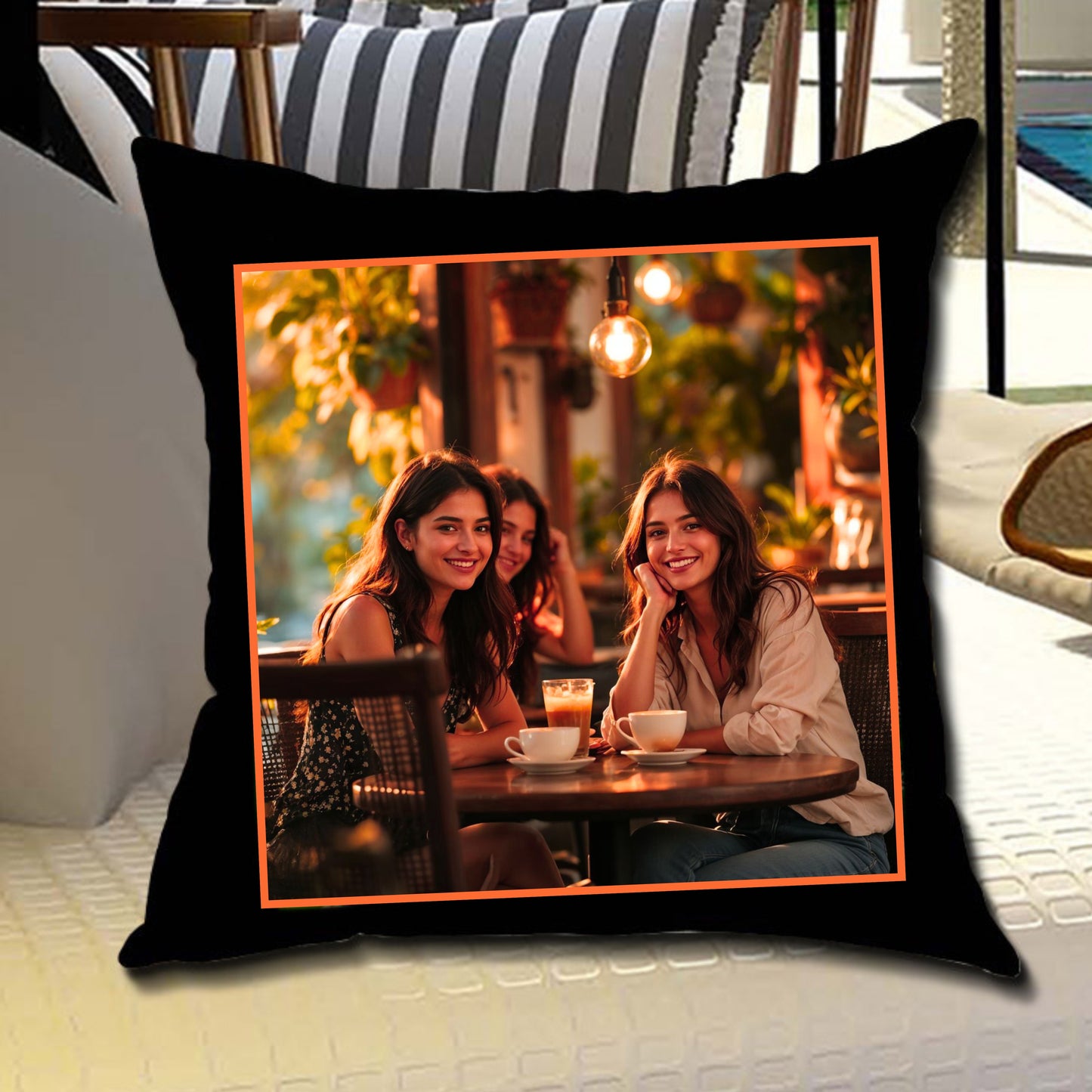 BFF Personalized Photo Cushion - Black