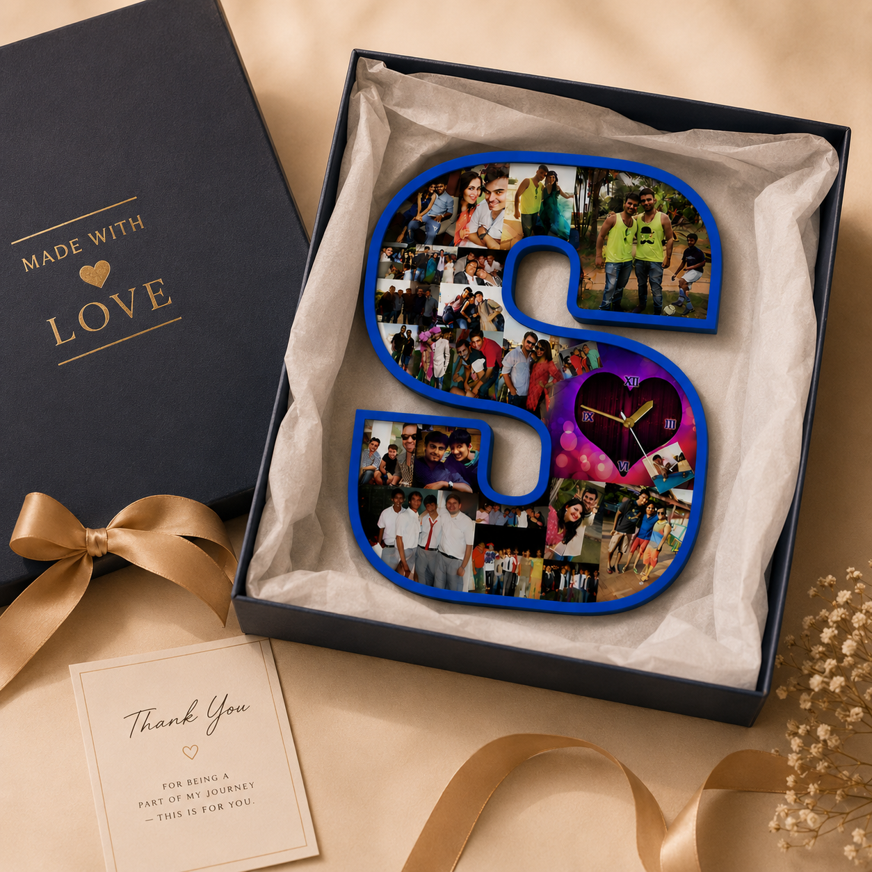 Personalized Alphabet Photo Clock – Custom Letter Collage Wall Clock