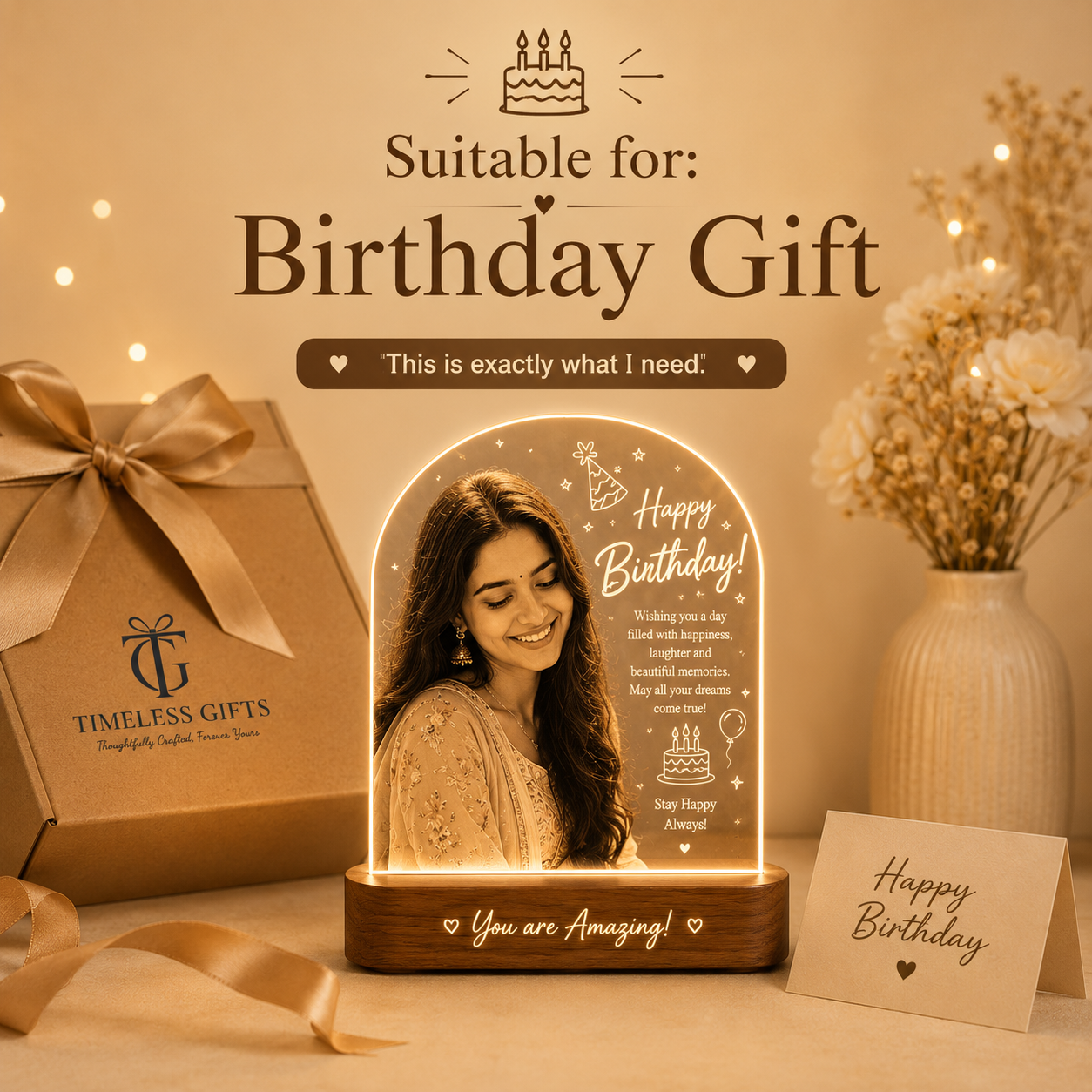 Personalized Birthday LED Photo Lamp – Custom Photo Gift