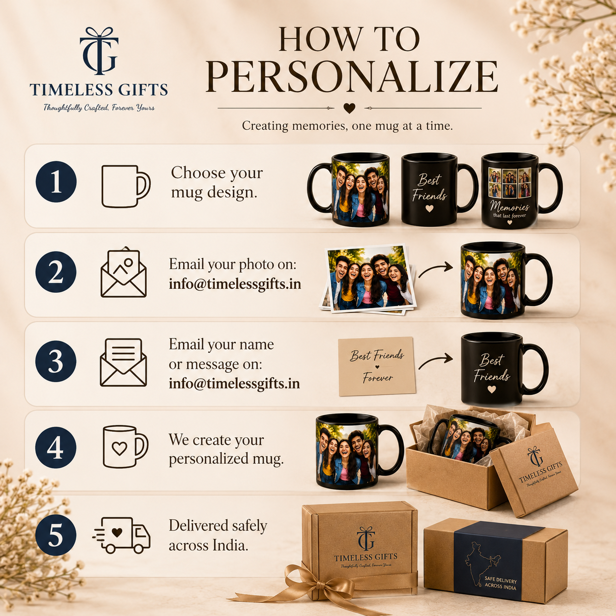 Personalized Friends Photo Mug – Custom Black Mug Gift