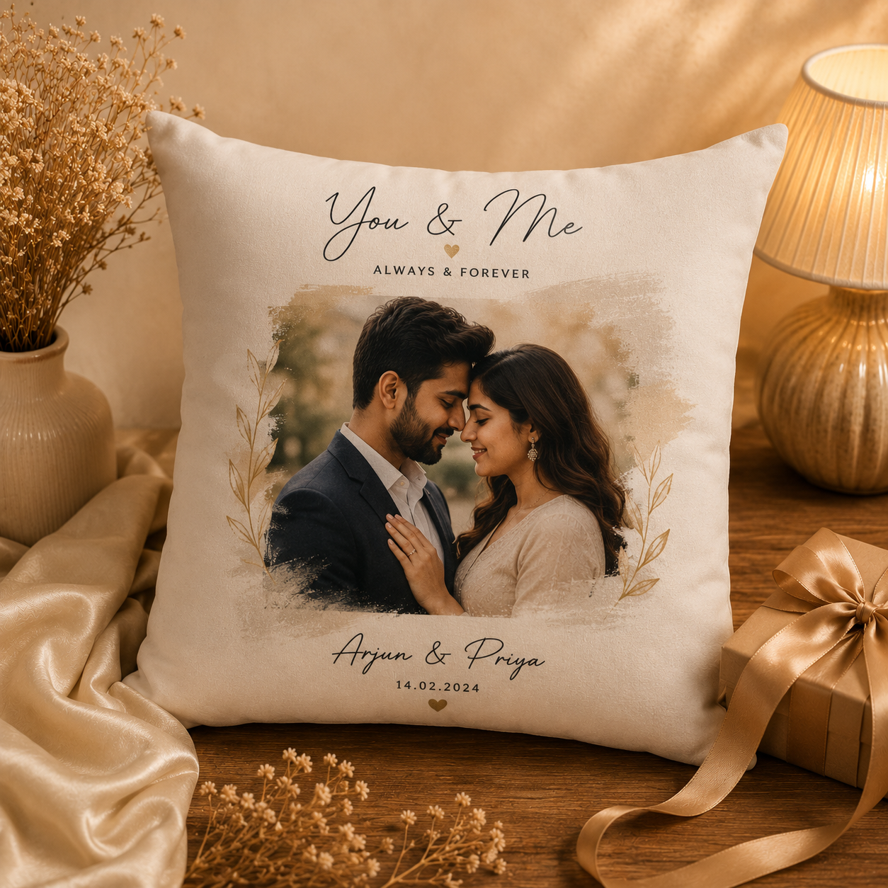 Personalized Couple Photo Cushion | Romantic Custom Gift