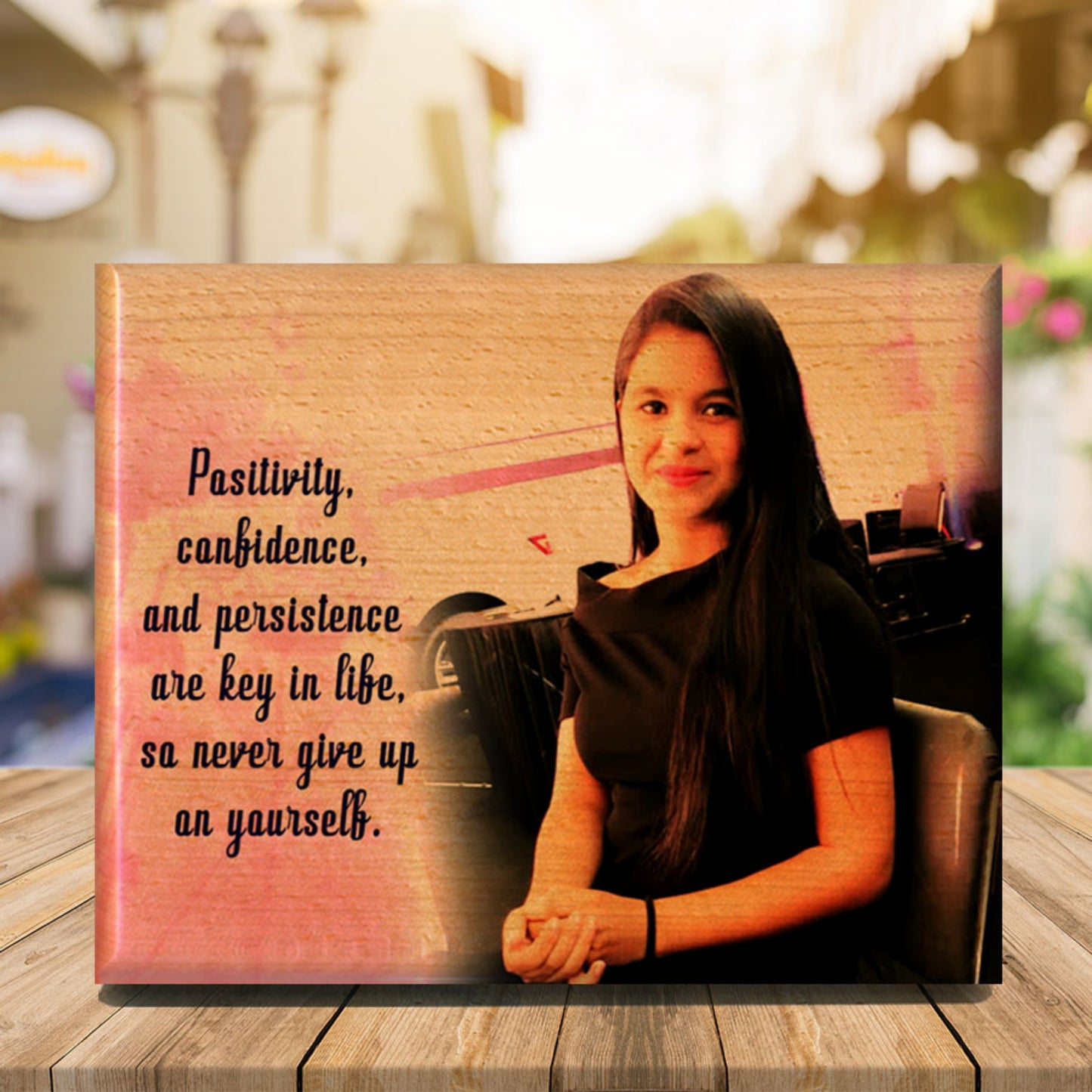 Confidence Personalized Wooden Photo Print Plaque - 5x4 inches