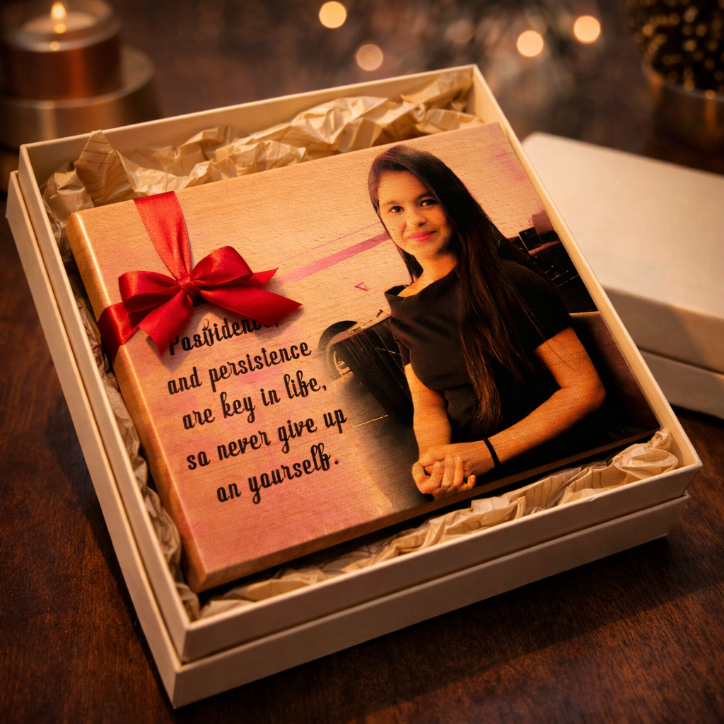 Personalized Motivational Photo Print Wooden Plaque with Quote - 5x4 inches