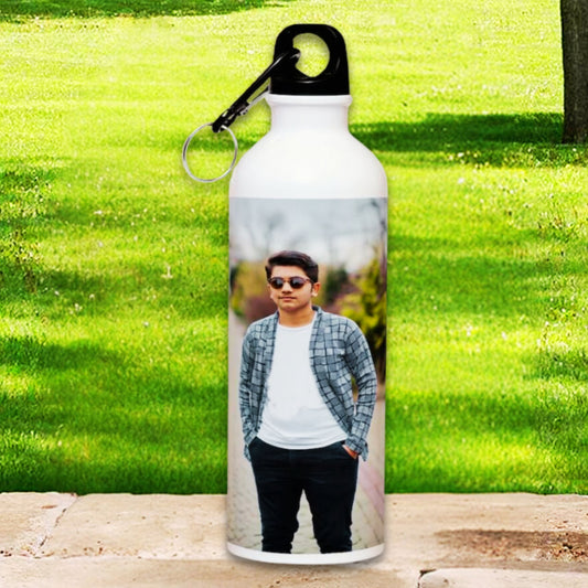 Personalized Photo Metal Sipper Bottle - White