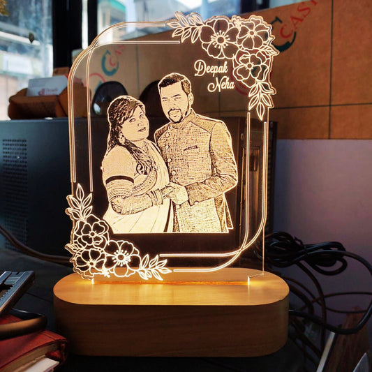 Personalized LED Acrylic Lamp with Base - Anniversary