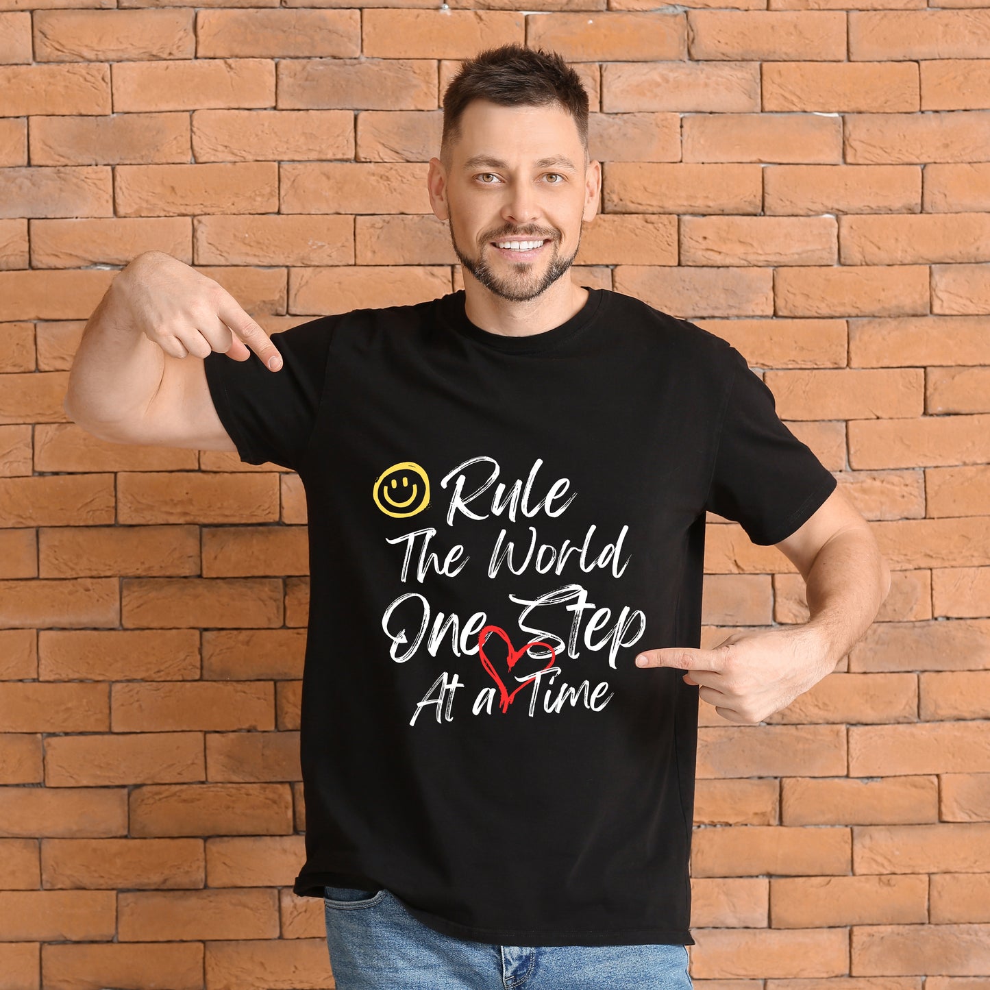 Cotton Round Neck Men's T-shirt - Black