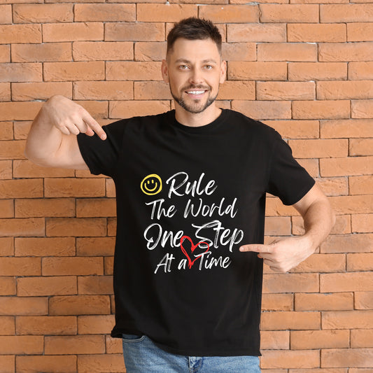Cotton Round Neck Men's T-shirt - Black