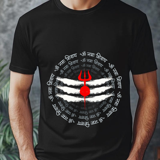 Cotton Round Neck Men's T-shirt - Black
