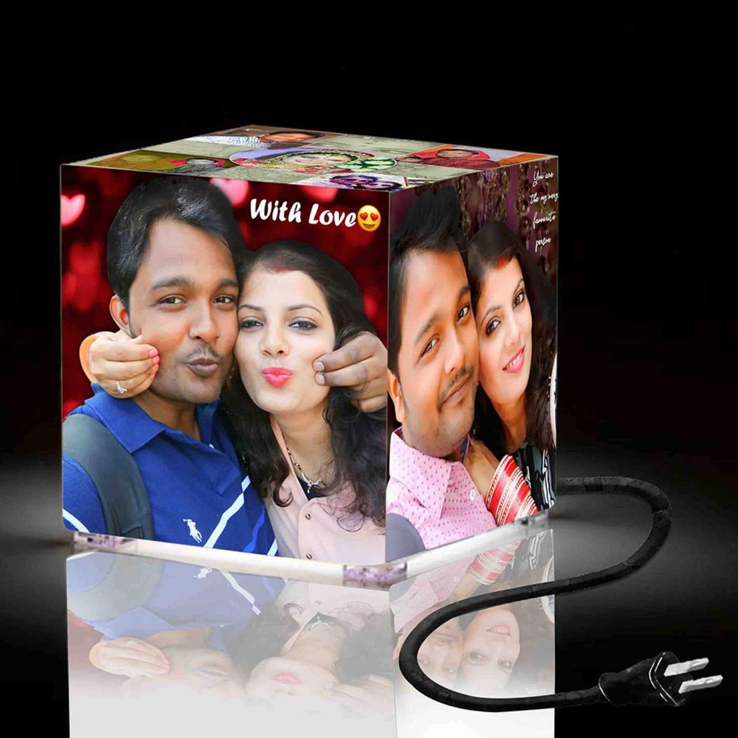 Personalized Square Lamp - Couple