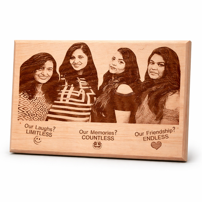 Personalized Friends Wooden Engraved Photo Plaque – Custom Laser Engraving Gift (8x12 Inches)