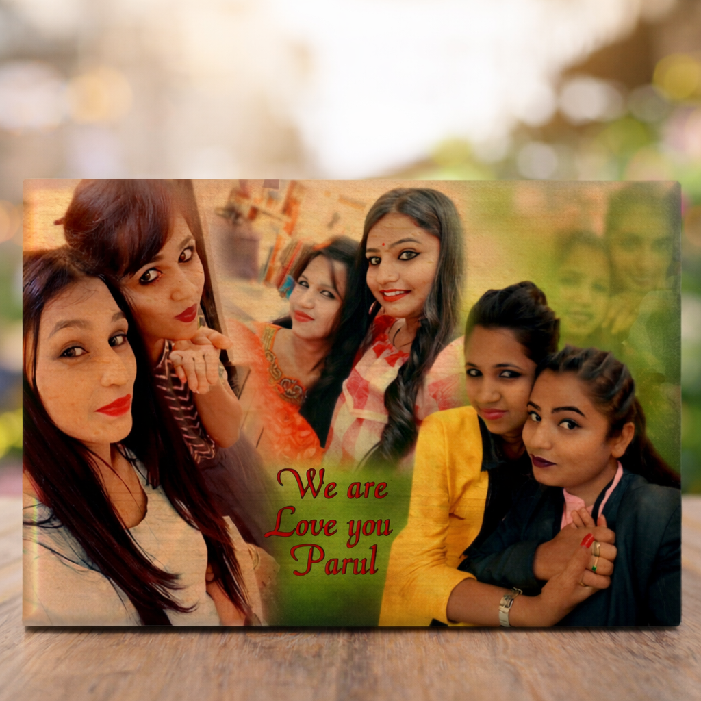 Personalized Friends Photo Collage Wooden Plaque – Custom Memory Gift (8x6 Inches)