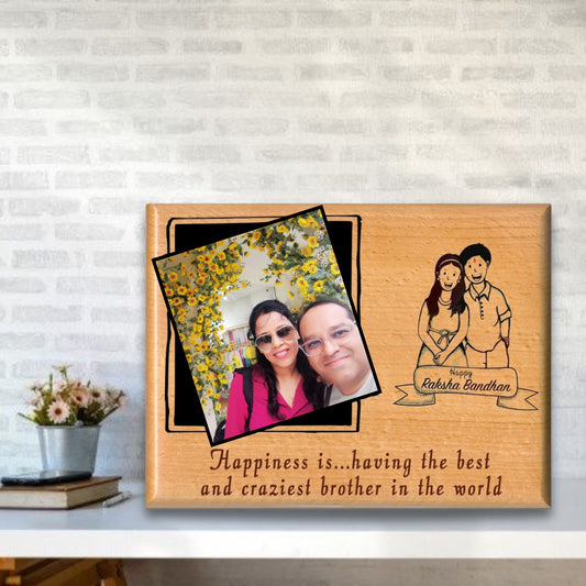 Personalized Wooden Photo Print Plaque - Rakhi