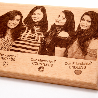Personalized Friends Wooden Engraved Photo Plaque – Custom Laser Engraving Gift (8x12 Inches)