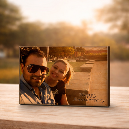 Personalized Anniversary Wooden Photo Plaque – Custom Couple Gift (7x4 Inches)