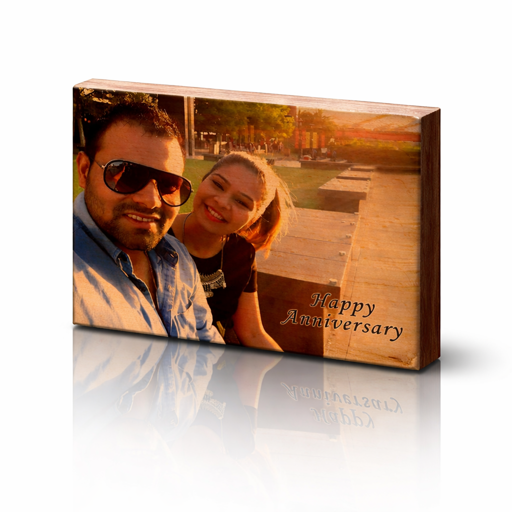 Personalized Anniversary Wooden Photo Plaque – Custom Couple Gift (7x4 Inches)