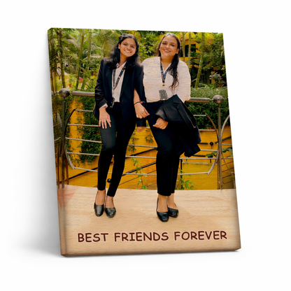 Personalized Best Friends Wooden Photo Plaque – Custom Friendship Gift (7x4 Inches)