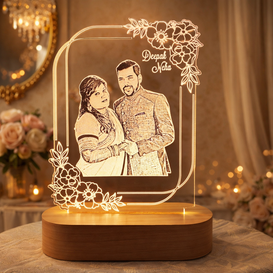 Personalized Couple LED Lamp with Photo & Name – Custom Acrylic Night Lamp Gift
