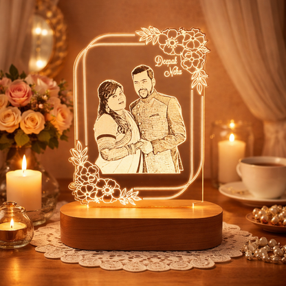 Personalized Couple LED Lamp with Photo & Name – Custom Acrylic Night Lamp Gift