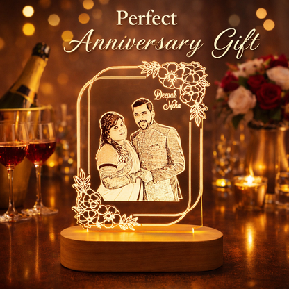 Personalized Couple LED Lamp with Photo & Name – Custom Acrylic Night Lamp Gift