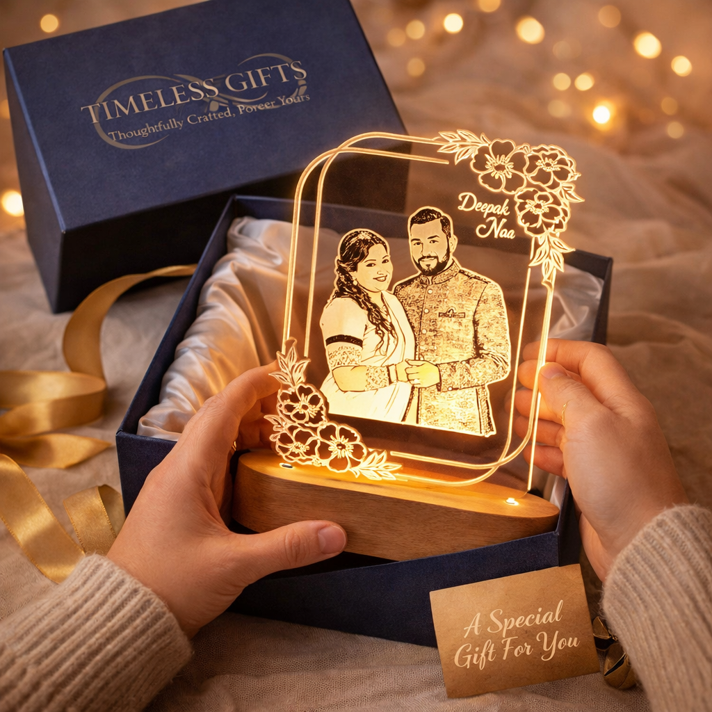 Personalized Couple LED Lamp with Photo & Name – Custom Acrylic Night Lamp Gift