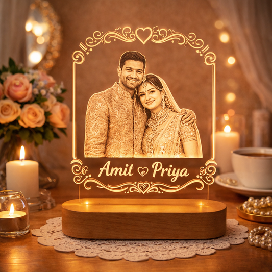 Personalized Couple Photo LED Lamp with Name – Custom Acrylic Romantic Night Lamp