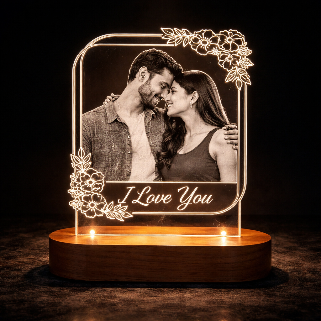 Personalized Couple LED Acrylic Lamp  Custom Romantic Photo Gift