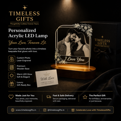 Personalized Couple LED Acrylic Lamp  Custom Romantic Photo Gift