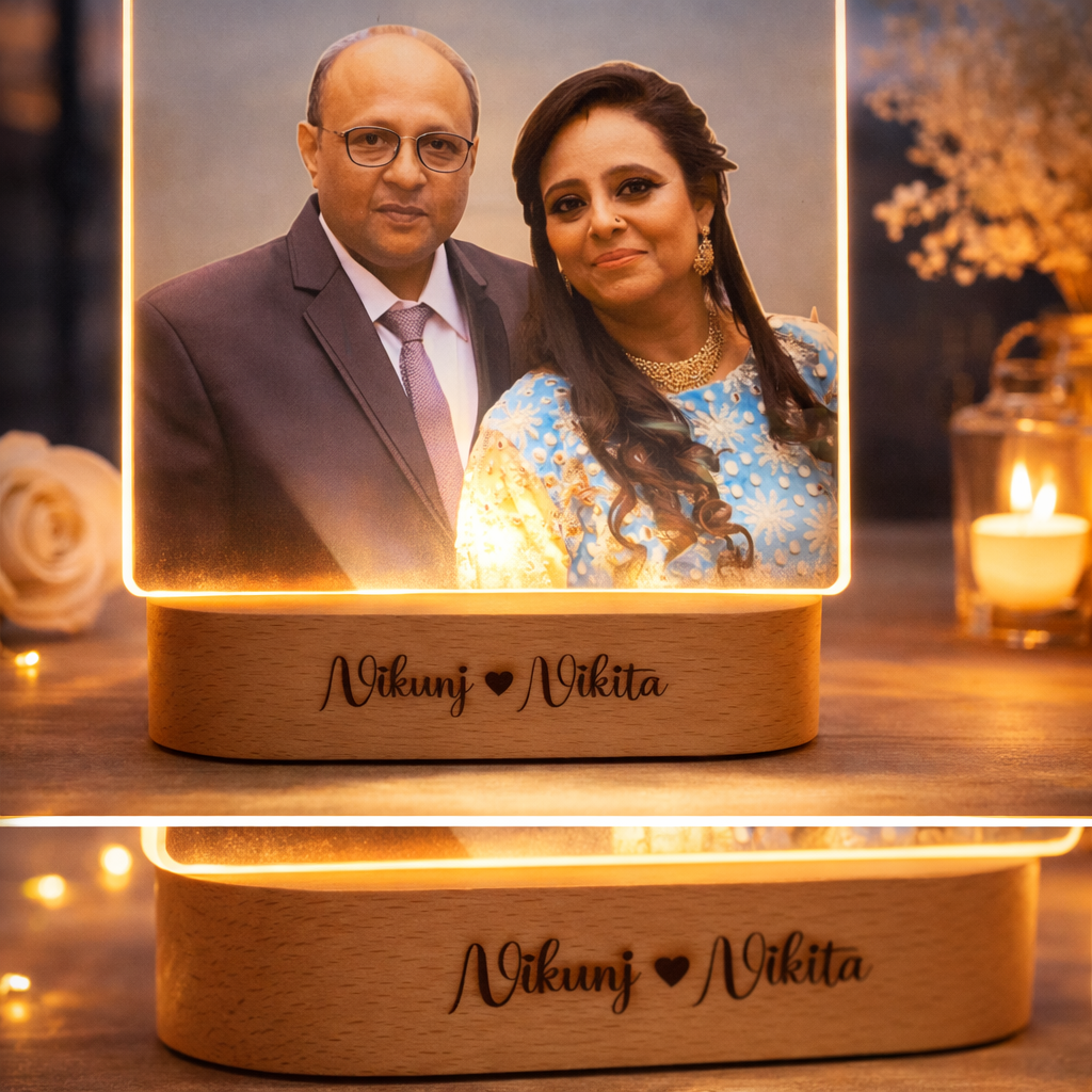 Personalized Anniversary LED Photo Lamp with Name – Custom Romantic Acrylic Night Lamp Gift