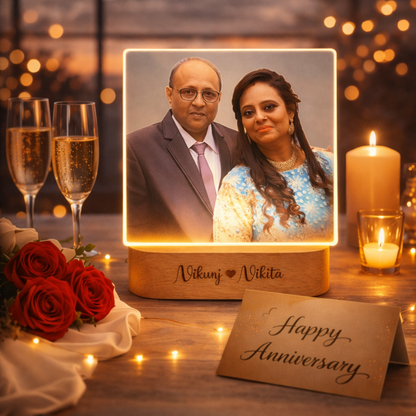 Personalized Anniversary LED Photo Lamp with Name – Custom Romantic Acrylic Night Lamp Gift