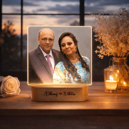 Personalized Anniversary LED Photo Lamp with Name – Custom Romantic Acrylic Night Lamp Gift
