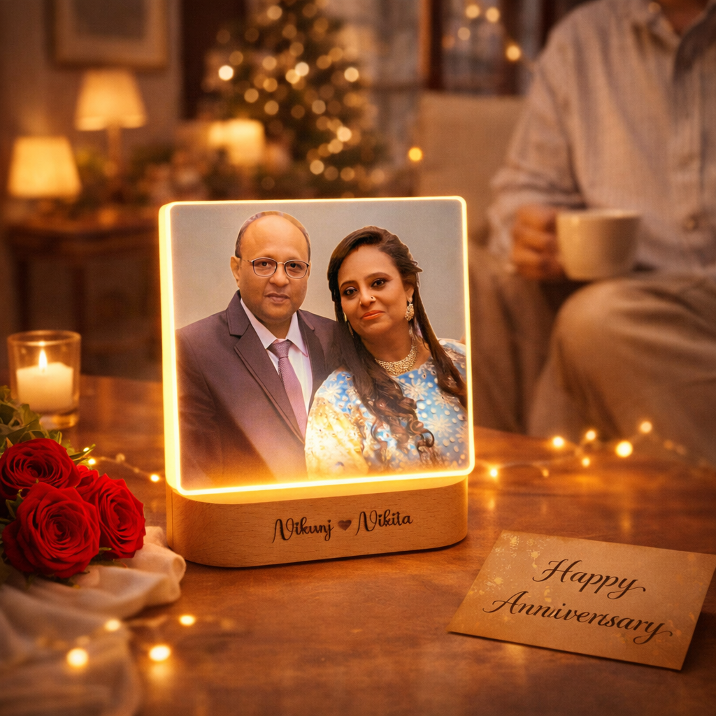 Personalized Anniversary LED Photo Lamp with Name – Custom Romantic Acrylic Night Lamp Gift