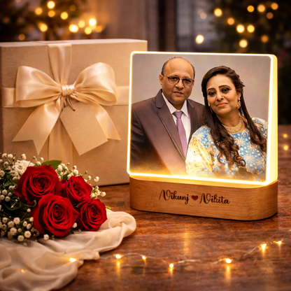 Personalized Anniversary LED Photo Lamp with Name – Custom Romantic Acrylic Night Lamp Gift