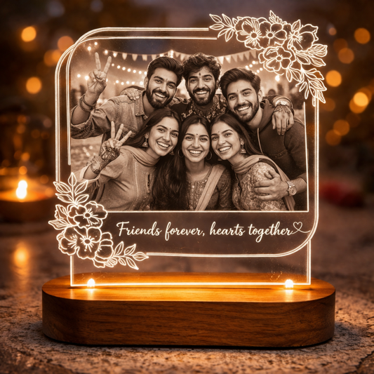 Personalized Friends LED Photo Lamp – Custom Friendship Gift with Photo & Message