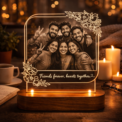 Personalized Friends LED Photo Lamp – Custom Friendship Gift with Photo & Message