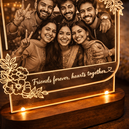 Personalized Friends LED Photo Lamp – Custom Friendship Gift with Photo & Message