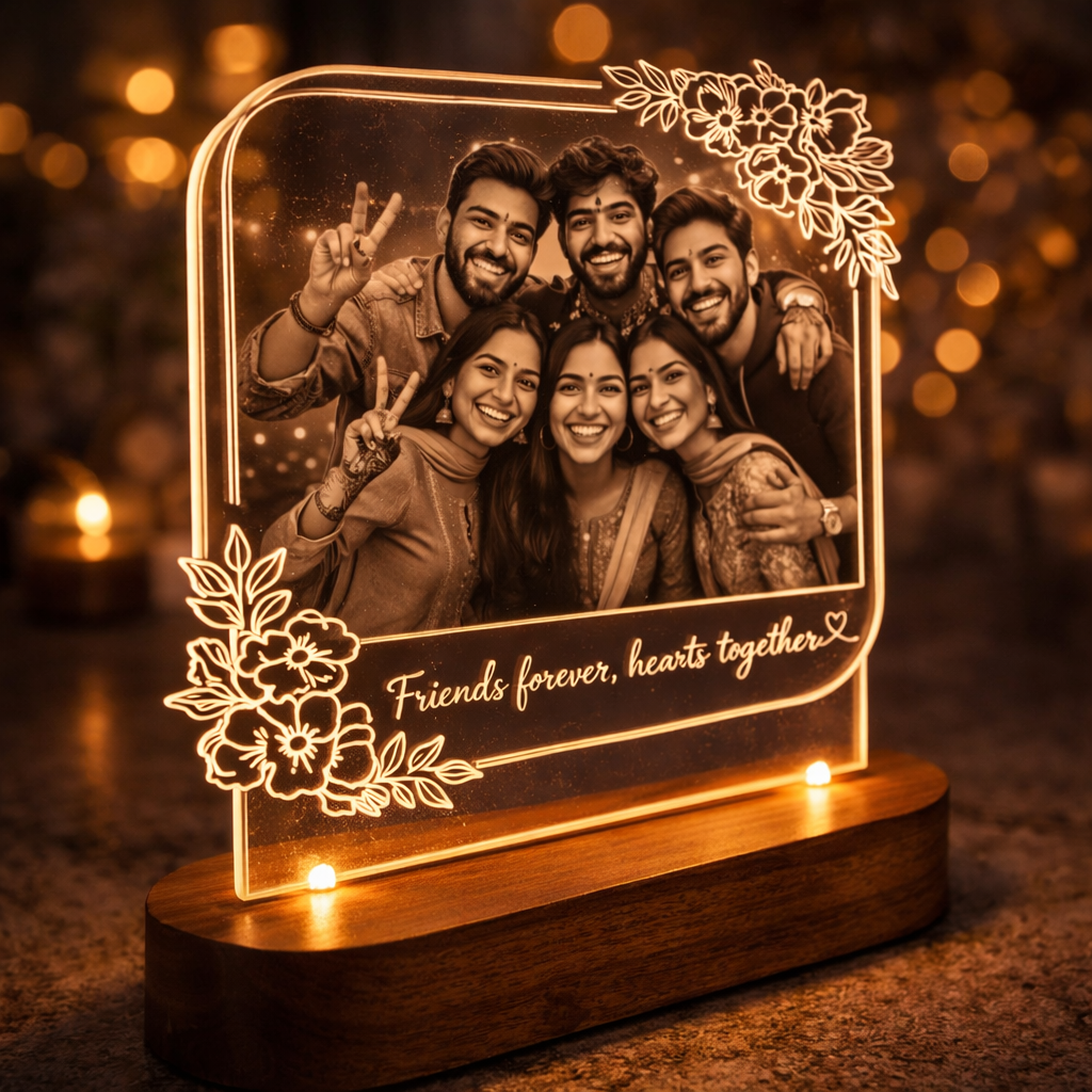 Personalized Friends LED Photo Lamp – Custom Friendship Gift with Photo & Message