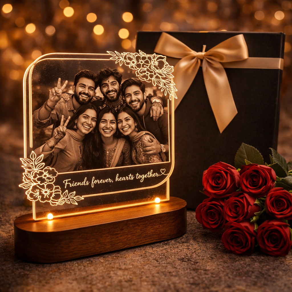 Personalized Friends LED Photo Lamp – Custom Friendship Gift with Photo & Message