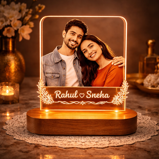 Personalized Couple Photo LED Lamp with Name – Custom Acrylic Romantic Night Lamp