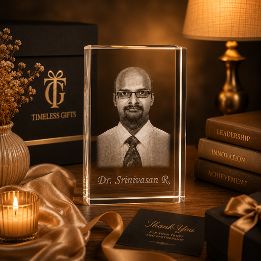 Personalized 3D Crystal Photo Gift  Premium Corporate Desk Award