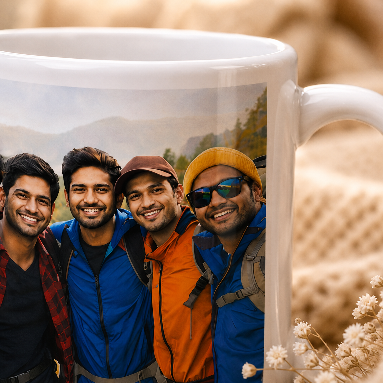 Personalized Adventure Friends Photo Mug – Custom White Mug