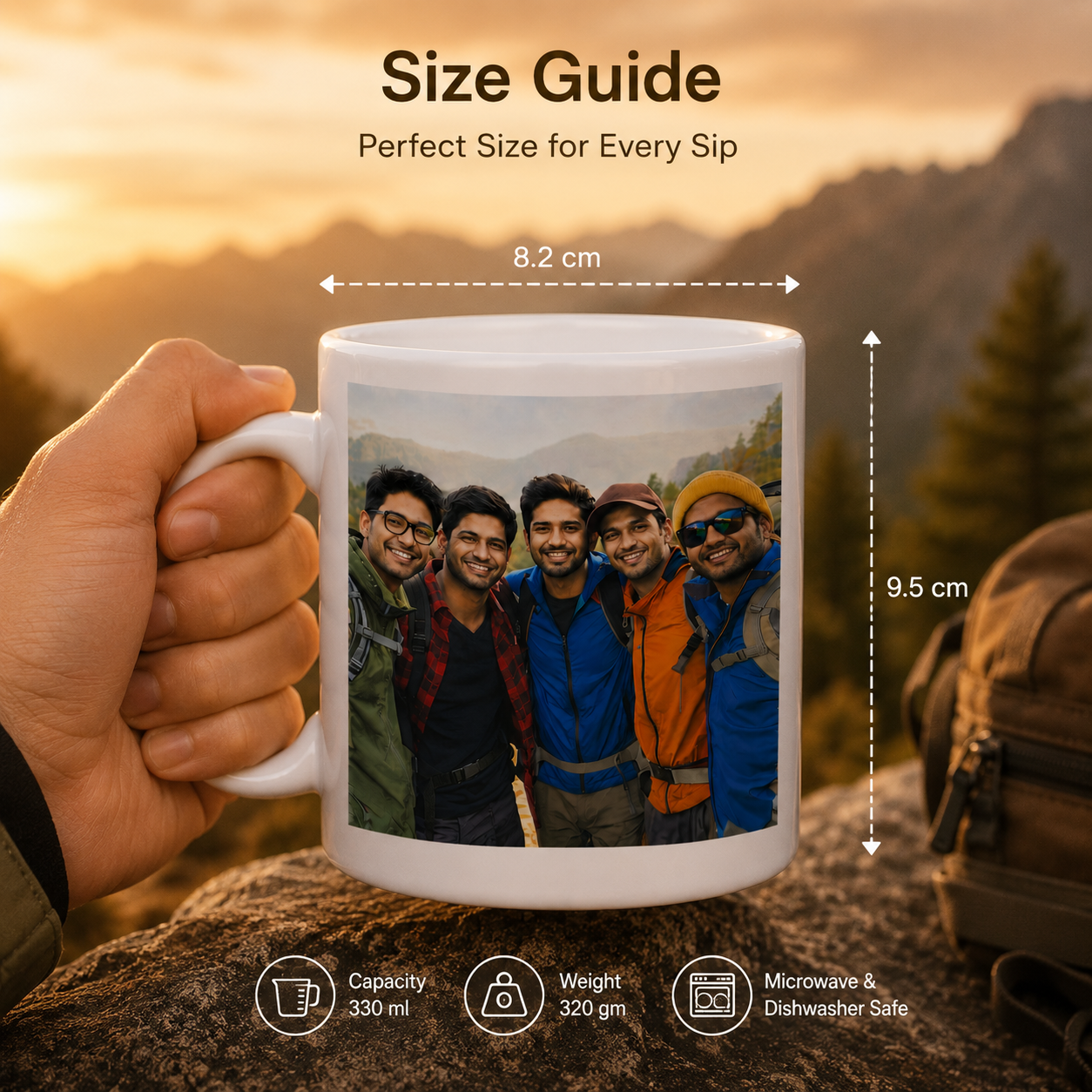 Personalized Adventure Friends Photo Mug – Custom White Mug