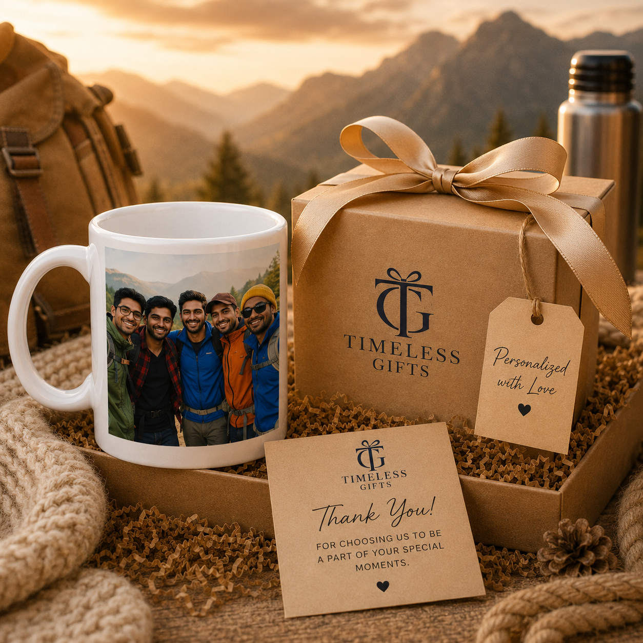 Personalized Adventure Friends Photo Mug – Custom White Mug