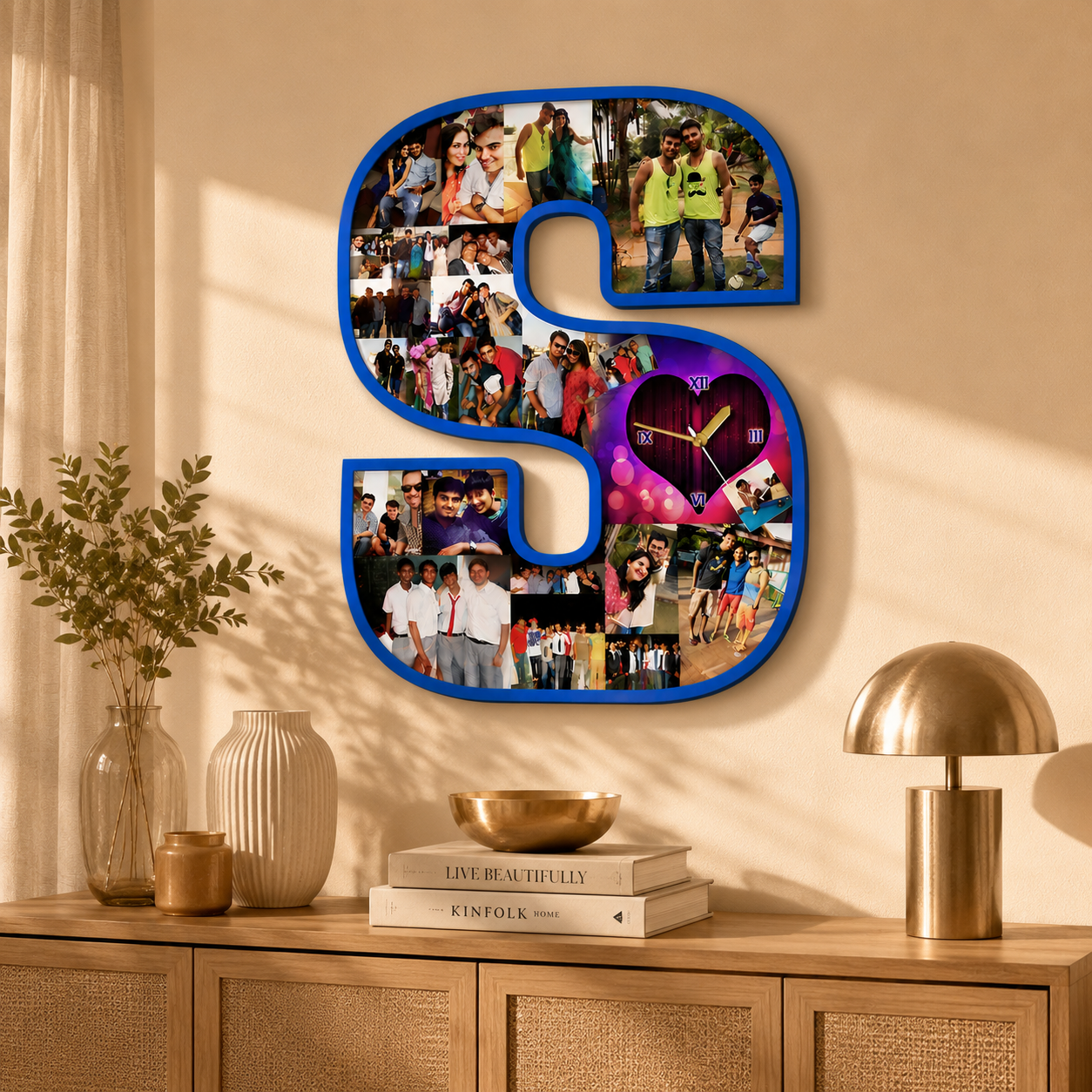 Personalized Alphabet Photo Clock – Custom Letter Collage Wall Clock
