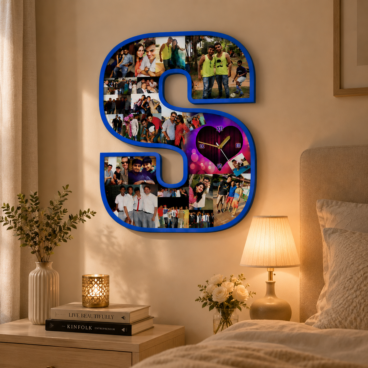 Personalized Alphabet Photo Clock – Custom Letter Collage Wall Clock
