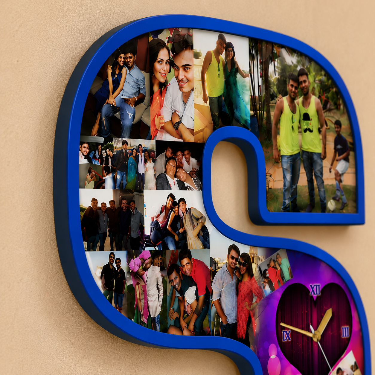 Personalized Alphabet Photo Clock – Custom Letter Collage Wall Clock