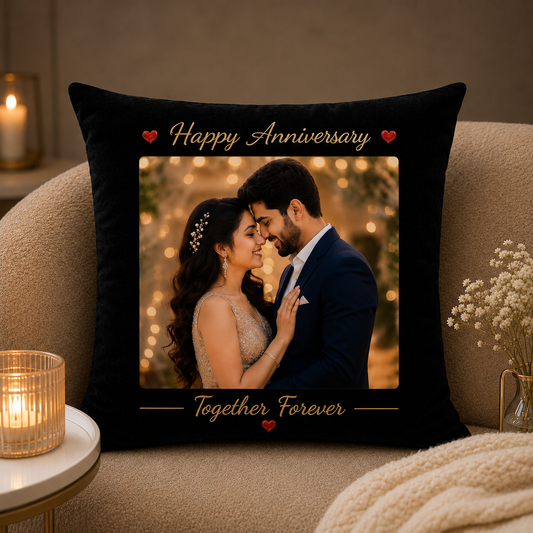 Personalized Anniversary Photo Cushion – Together Forever | Custom Couple Gift