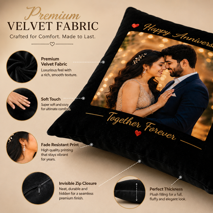 Personalized Anniversary Photo Cushion – Together Forever | Custom Couple Gift