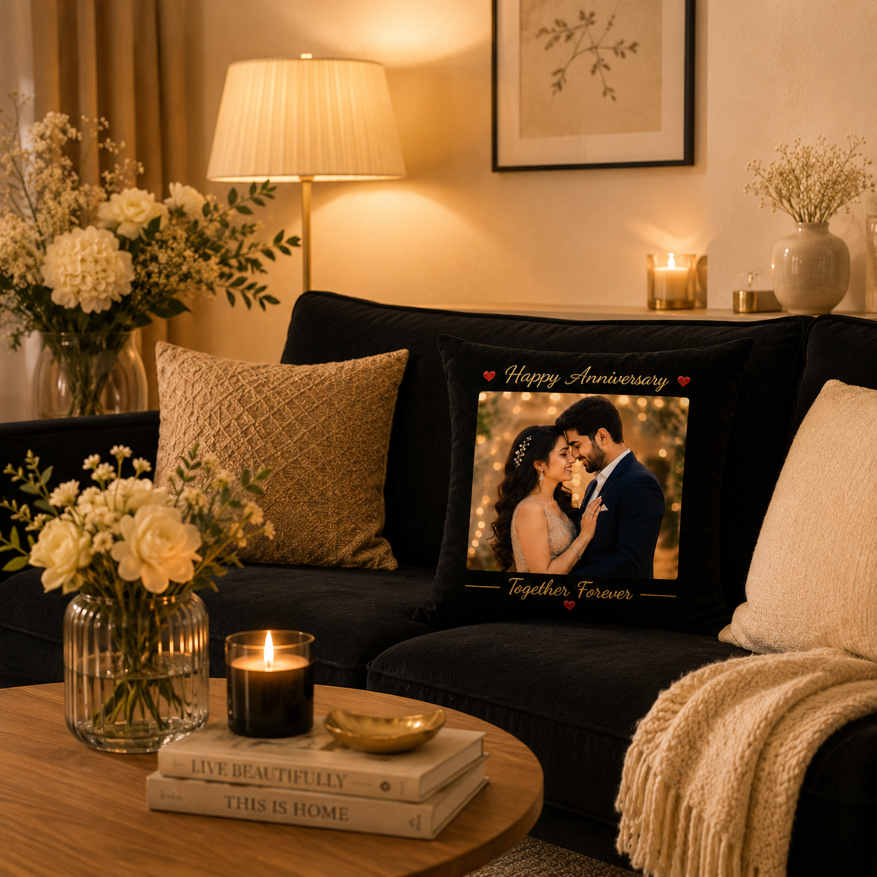 Personalized Anniversary Photo Cushion – Together Forever | Custom Couple Gift